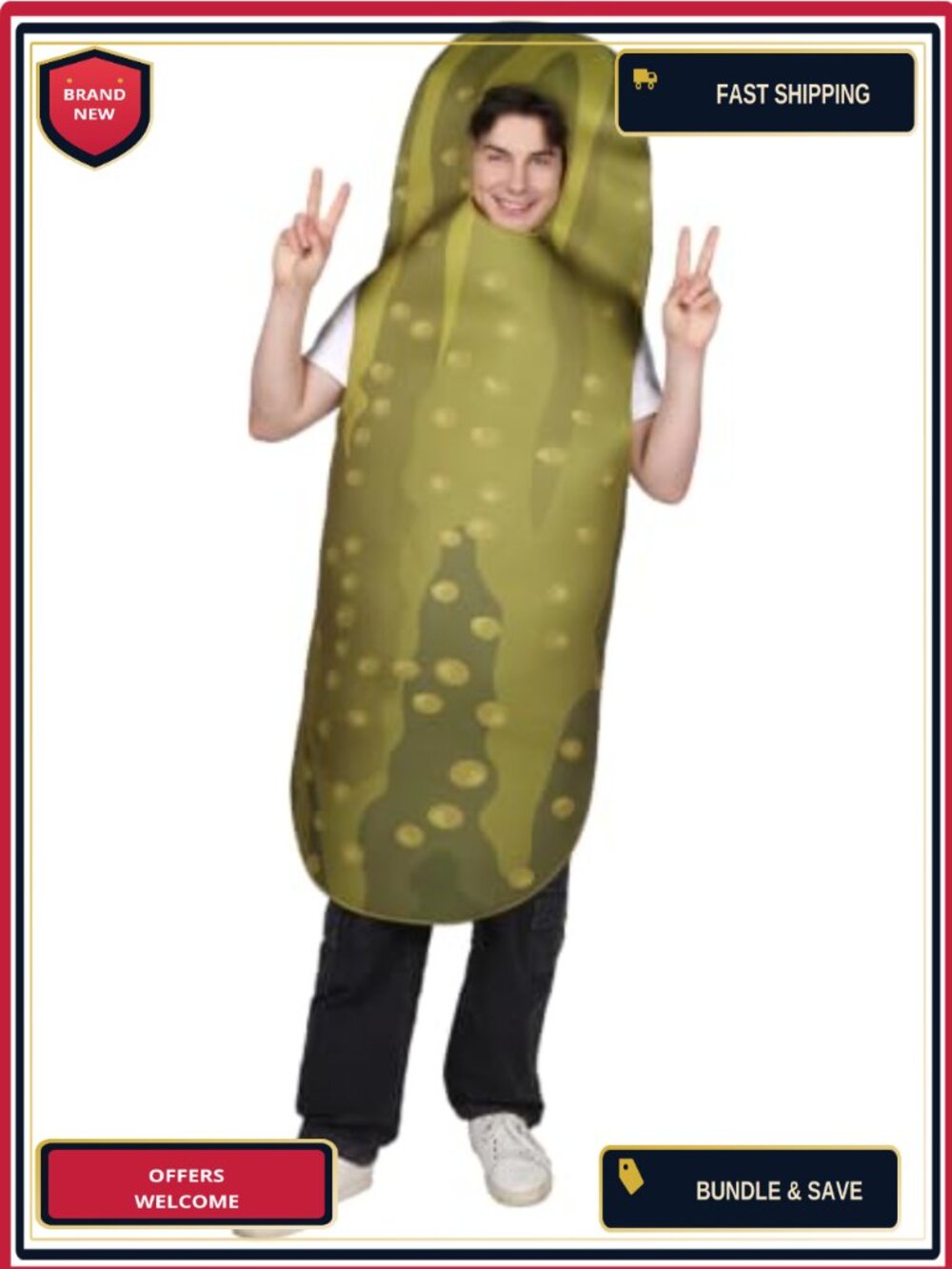 Adult Pickle Costume Funny Halloween Cucumber Food Tunic One Size